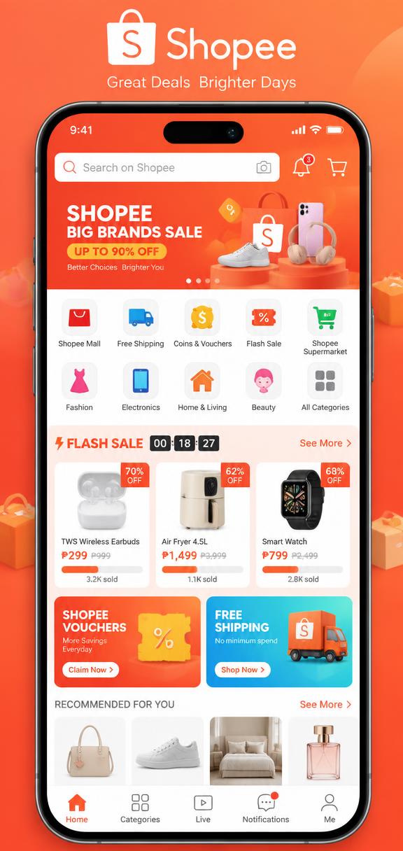 Tela 1 do aplicativo Shopee